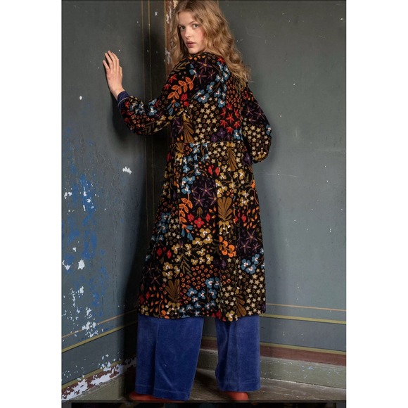 Gudrun Sjoden Dress Katla Black Floral Velour Maxi Midi Dress Size XXL - Picture 4 of 14